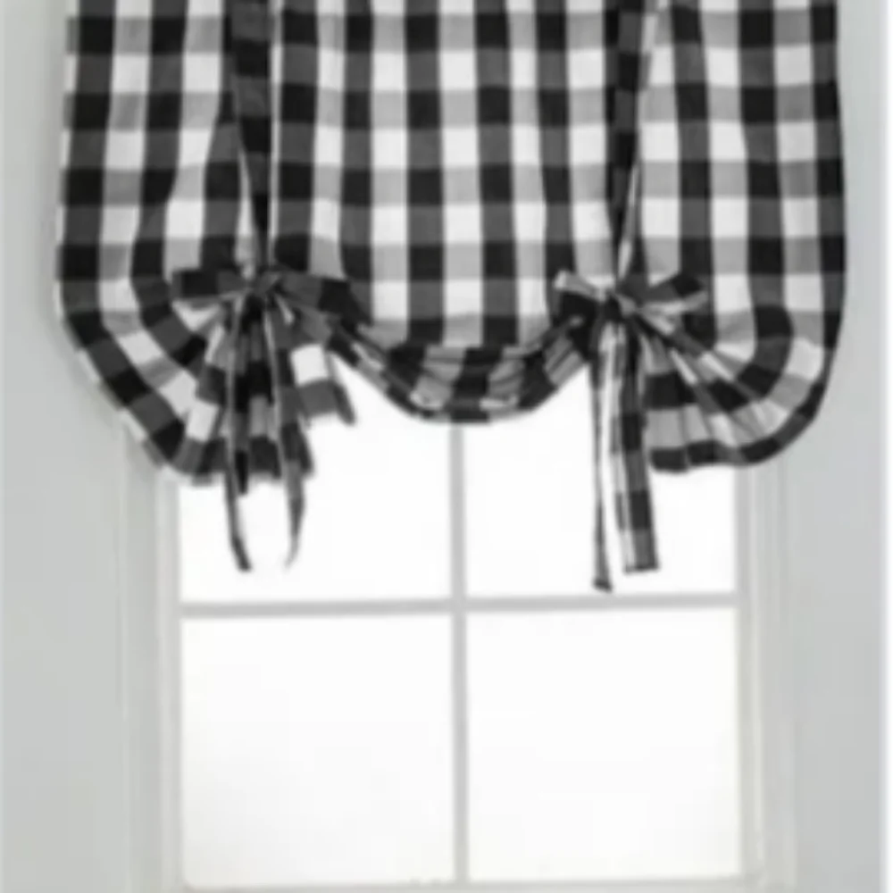 Set of Two Buffalo Plaid Balloon Valances - 63 Inches Long Without The Ties